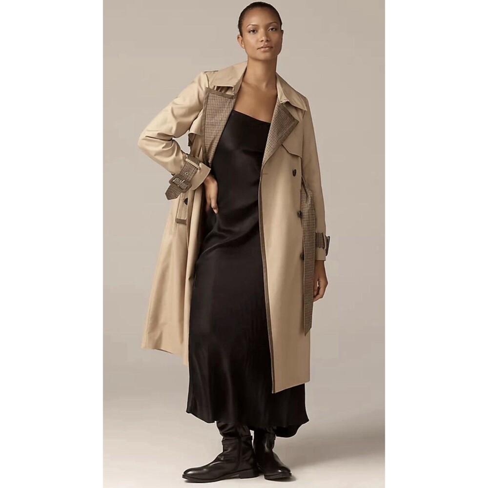 Anthropologie Avec Les Filles Trench Coat Plaid Belted Preppy Retro Size XS NWT